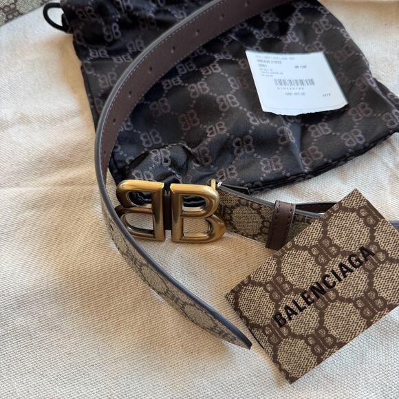 Balenciaga x Gucci BB Hacker Monogram Belt Brown NEW w/ Tags Italy Size 80cm 32 - Picture 7 of 9